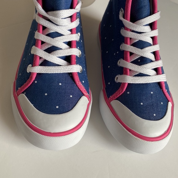 GYMBOREE Toddler Girls Hi-Top Sneakers Denim Blue/Rainbow Size 13 NWT - Picture 9 of 17